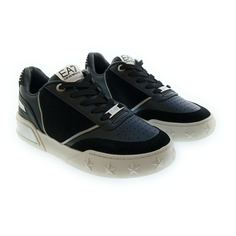 Emporio Armani Women's Black Metallic-Accent Chunky Sneakers